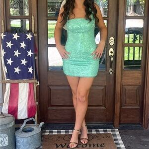 Mint Green Halter Bodycon Mini Dress